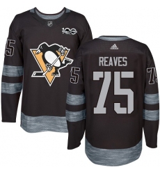 Men's Adidas Pittsburgh Penguins #75 Ryan Reaves Authentic Black 1917-2017 100th Anniversary NHL Jersey