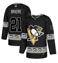 Men's Adidas Pittsburgh Penguins #21 Michel Briere Authentic Black Team Logo Fashion NHL Jersey