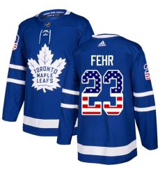 Youth Adidas Toronto Maple Leafs #23 Eric Fehr Authentic Royal Blue USA Flag Fashion NHL Jersey