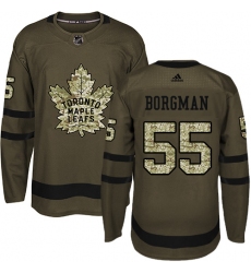 Youth Adidas Toronto Maple Leafs #55 Andreas Borgman Authentic Green Salute to Service NHL Jersey