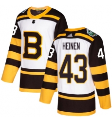 Men's Adidas Boston Bruins #43 Danton Heinen Authentic White 2019 Winter Classic NHL Jersey