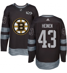 Men's Adidas Boston Bruins #43 Danton Heinen Premier Black 1917-2017 100th Anniversary NHL Jersey