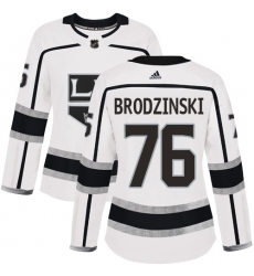 Women's Adidas Los Angeles Kings #76 Jonny Brodzinski Authentic White Away NHL Jersey