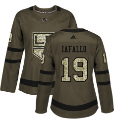 Women's Adidas Los Angeles Kings #19 Alex Iafallo Authentic Green Salute to Service NHL Jersey