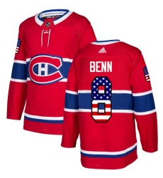 Men's Adidas Montreal Canadiens #8 Jordie Benn Authentic Red USA Flag Fashion NHL Jersey