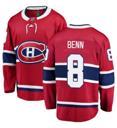Men's Montreal Canadiens #8 Jordie Benn Authentic Red Home Fanatics Branded Breakaway NHL Jersey