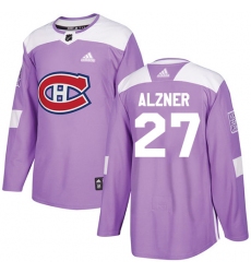 Youth Adidas Montreal Canadiens #27 Karl Alzner Authentic Purple Fights Cancer Practice NHL Jersey