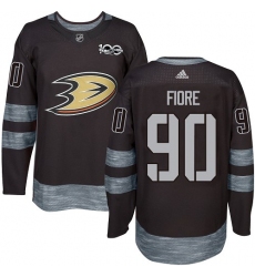 Men's Adidas Anaheim Ducks #90 Giovanni Fiore Premier Black 1917-2017 100th Anniversary NHL Jersey