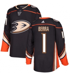 Men's Adidas Anaheim Ducks #1 Reto Berra Authentic Black Home NHL Jersey