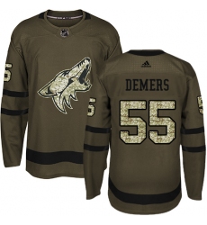 Men's Adidas Arizona Coyotes #55 Jason Demers Authentic Green Salute to Service NHL Jersey