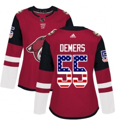 Women's Adidas Arizona Coyotes #55 Jason Demers Authentic Red USA Flag Fashion NHL Jersey