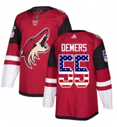 Youth Adidas Arizona Coyotes #55 Jason Demers Authentic Red USA Flag Fashion NHL Jersey
