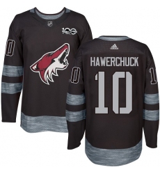 Men's Adidas Arizona Coyotes #10 Dale Hawerchuck Authentic Black 1917-2017 100th Anniversary NHL Jersey