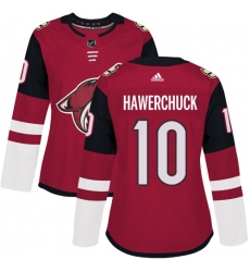 Women's Adidas Arizona Coyotes #10 Dale Hawerchuck Premier Burgundy Red Home NHL Jersey