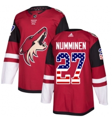 Youth Adidas Arizona Coyotes #27 Teppo Numminen Authentic Red USA Flag Fashion NHL Jersey