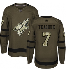 Men's Adidas Arizona Coyotes #7 Keith Tkachuk Premier Green Salute to Service NHL Jersey