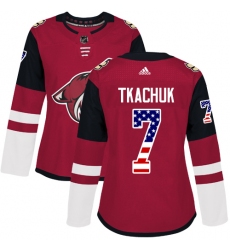 Women's Adidas Arizona Coyotes #7 Keith Tkachuk Authentic Red USA Flag Fashion NHL Jersey