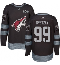 Men's Adidas Arizona Coyotes #99 Wayne Gretzky Authentic Black 1917-2017 100th Anniversary NHL Jersey