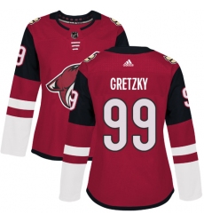Women's Adidas Arizona Coyotes #99 Wayne Gretzky Authentic Burgundy Red Home NHL Jersey