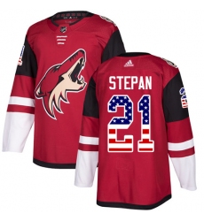 Men's Adidas Arizona Coyotes #21 Derek Stepan Authentic Red USA Flag Fashion NHL Jersey