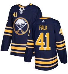 Men's Adidas Buffalo Sabres #41 Justin Falk Authentic Navy Blue Home NHL Jersey