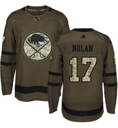 Men's Adidas Buffalo Sabres #17 Jordan Nolan Premier Green Salute to Service NHL Jersey