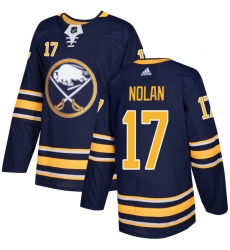 Men's Adidas Buffalo Sabres #17 Jordan Nolan Premier Navy Blue Home NHL Jersey