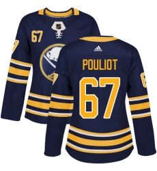 Women's Adidas Buffalo Sabres #67 Benoit Pouliot Authentic Navy Blue Home NHL Jersey