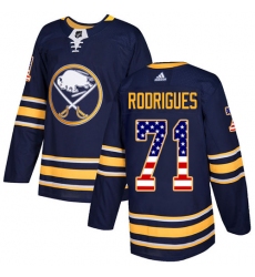 Men's Adidas Buffalo Sabres #71 Evan Rodrigues Authentic Navy Blue USA Flag Fashion NHL Jersey