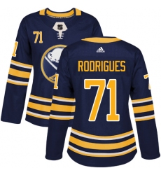 Women's Adidas Buffalo Sabres #71 Evan Rodrigues Premier Navy Blue Home NHL Jersey