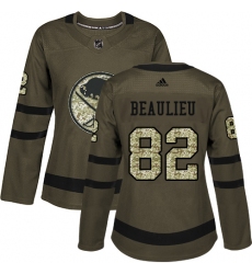Women's Adidas Buffalo Sabres #82 Nathan Beaulieu Authentic Green Salute to Service NHL Jersey