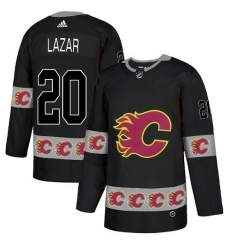 Men's Adidas Calgary Flames #20 Curtis Lazar Authentic Black Team Logo Fashion NHL Jersey