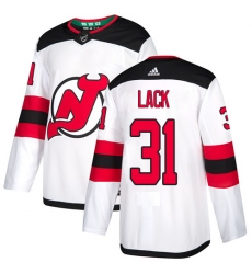 Youth Adidas New Jersey Devils #31 Eddie Lack Authentic White Away NHL Jersey