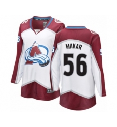 Women's Colorado Avalanche #56 Cale Makar Authentic White Away Fanatics Branded Breakaway NHL Jersey