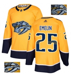 Men's Adidas Nashville Predators #25 Alexei Emelin Authentic Gold Fashion Gold NHL Jersey