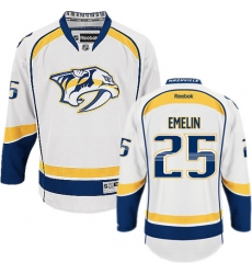 Youth Reebok Nashville Predators #25 Alexei Emelin Authentic White Away NHL Jersey