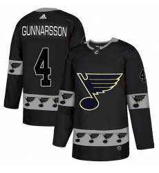 Men's Adidas St. Louis Blues #4 Carl Gunnarsson Authentic Black Team Logo Fashion NHL Jersey