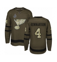 Youth St. Louis Blues #4 Carl Gunnarsson Authentic Green Salute to Service 2019 Stanley Cup Final Bound Hockey Jersey