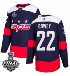 Men's Adidas Washington Capitals #22 Madison Bowey Authentic Navy Blue 2018 Stadium Series 2018 Stanley Cup Final NHL Jersey