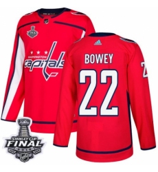 Youth Adidas Washington Capitals #22 Madison Bowey Authentic Red Home 2018 Stanley Cup Final NHL Jersey