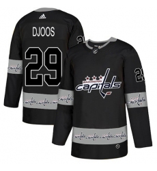 Men's Adidas Washington Capitals #29 Christian Djoos Authentic Black Team Logo Fashion NHL Jersey