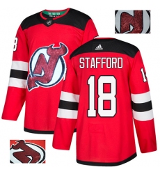 Men's Adidas New Jersey Devils #18 Drew Stafford Authentic Red Fashion Gold NHL Jersey