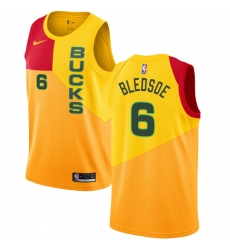 Women's Nike Milwaukee Bucks #6 Eric Bledsoe Swingman Yellow NBA Jersey - City Edition