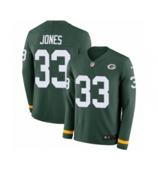 Youth Nike Green Bay Packers #33 Aaron Jones Limited Green Therma Long Sleeve NFL Jersey