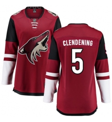 Women's Arizona Coyotes #5 Adam Clendening Authentic Burgundy Red Home Fanatics Branded Breakaway NHL Jersey