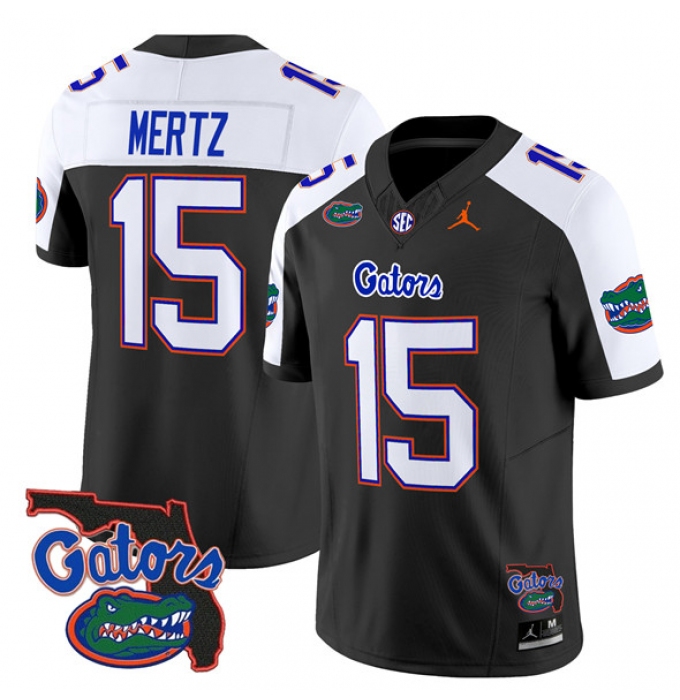 Men's Florida Gators #15 Graham Mertz Black Alternate 2024 F.U.S.E. Florida Patch Vapor Limited Stitched Football Jersey