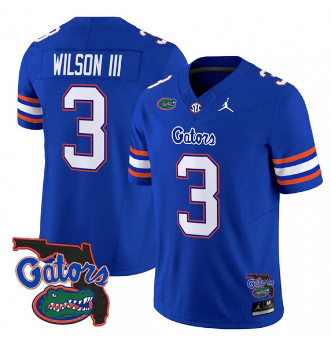 Men's Florida Gators #3 Eugene wilson lll Royal 2024 F.U.S.E. Florida Vapor Limited Stitched Football Jersey
