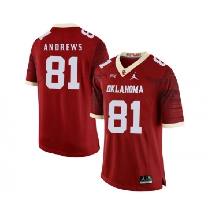 Oklahoma Sooners 81 Mark Andrews Red 47 Game Winning Streak College Football Jersey