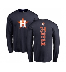 MLB Nike Houston Astros #34 Nolan Ryan Navy Blue Backer Long Sleeve T-Shirt