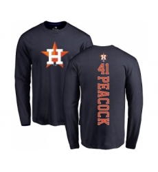 MLB Nike Houston Astros #41 Brad Peacock Navy Blue Backer Long Sleeve T-Shirt